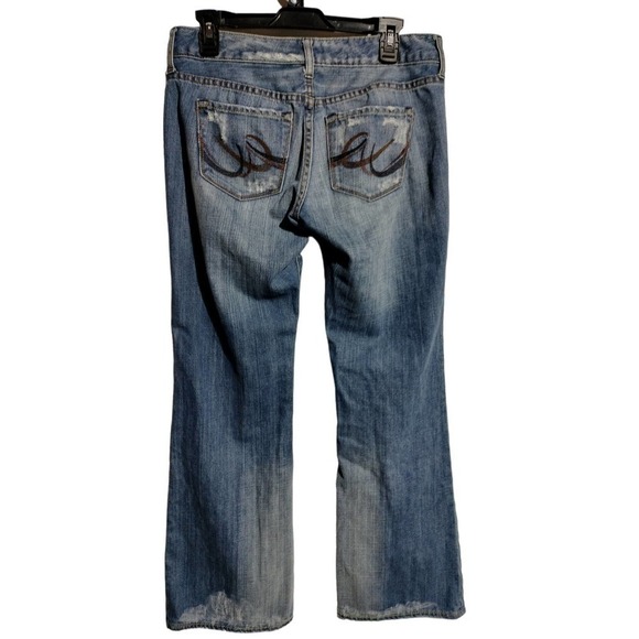Express Stella Boot leg Jeans destructed and destroyed 8" rise woman size 8 - Picture 4 of 5